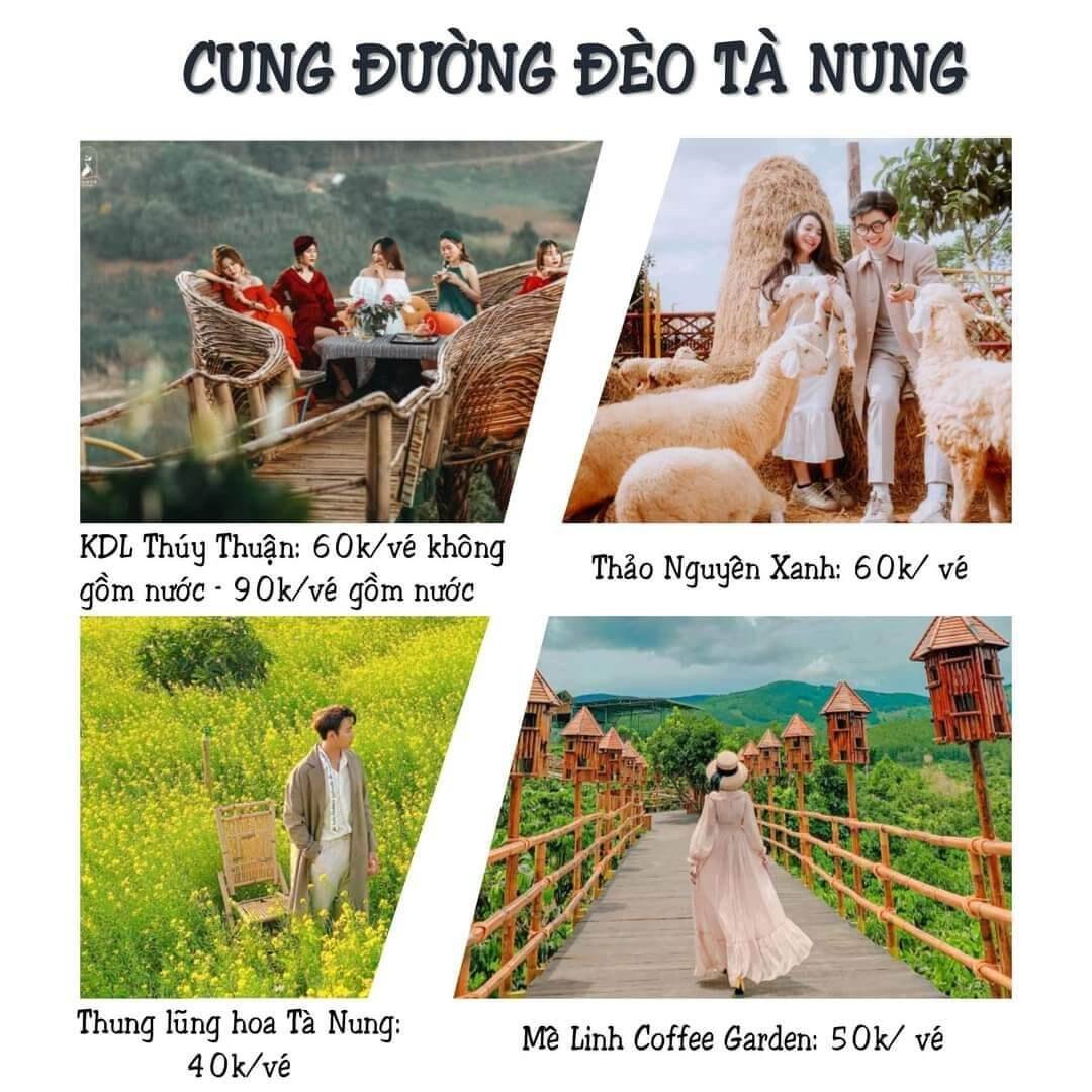 Giá vé vào những điểm cung đường hướng đi đèo Tà Nung