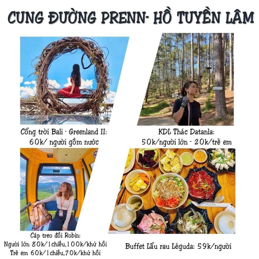 Giá vé các điểm cung đường đèo Prenn - Hồ Tuyền Lâm